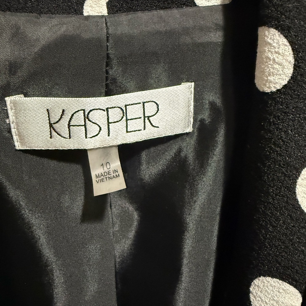 🖤 Kasper Polka Dot Shawl-Collar Swing Jacket — Size 10 - Picture 5 of 5